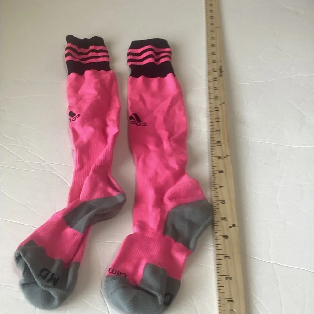 Adidas Vibrant Pink and Gray soccer  Socks woman’s size medium